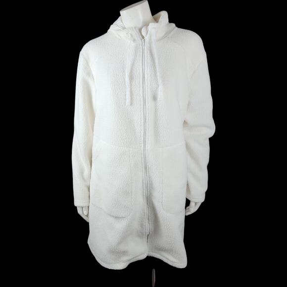 Muk Luk Teddy Bear Sherpa Lounger with Hood White Large NWT - Picture 1 of 15